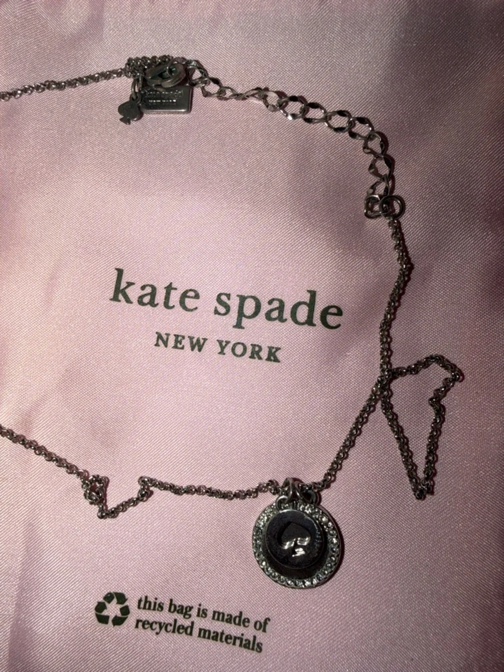 kate spade silver-tone pendant necklace with pink pouch - Picture 4 of 8